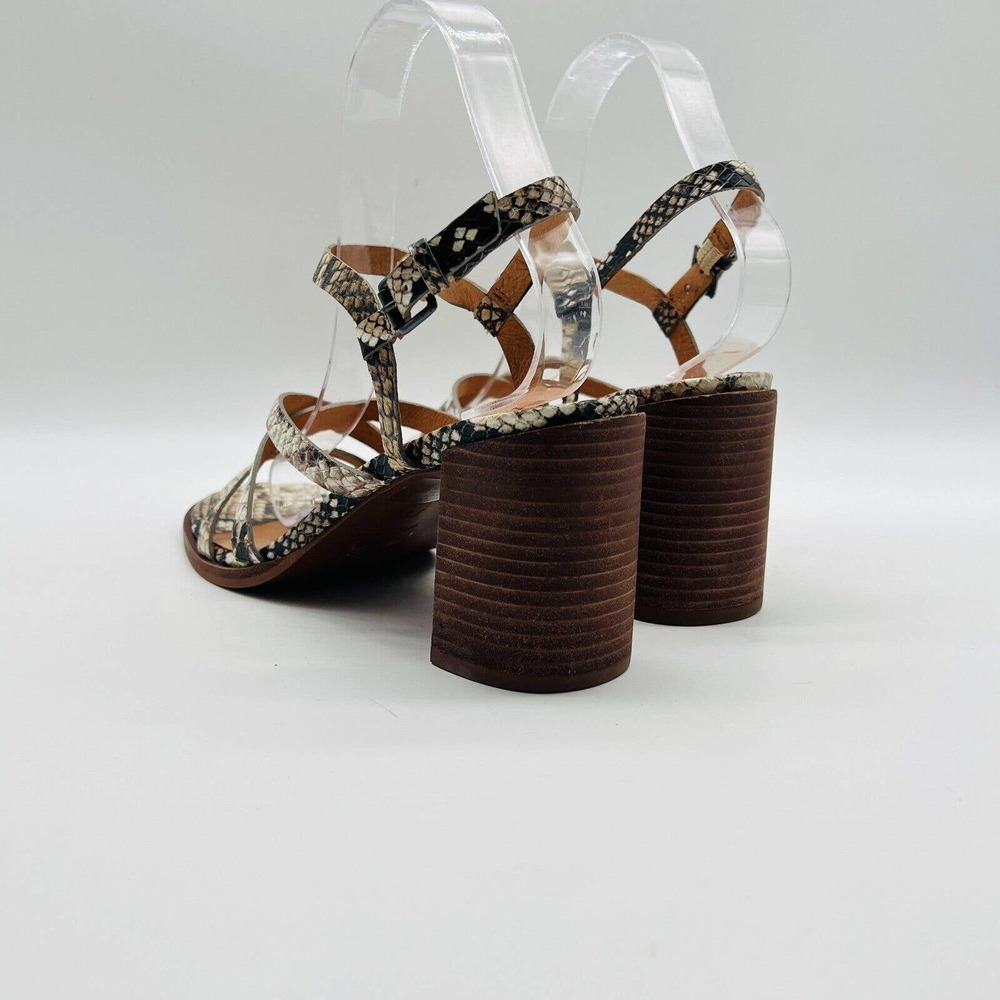 Madewell Womens 7.5 Gray Leather Snake Print Block Heel Strappy Shoes EUC - Picture 5 of 12